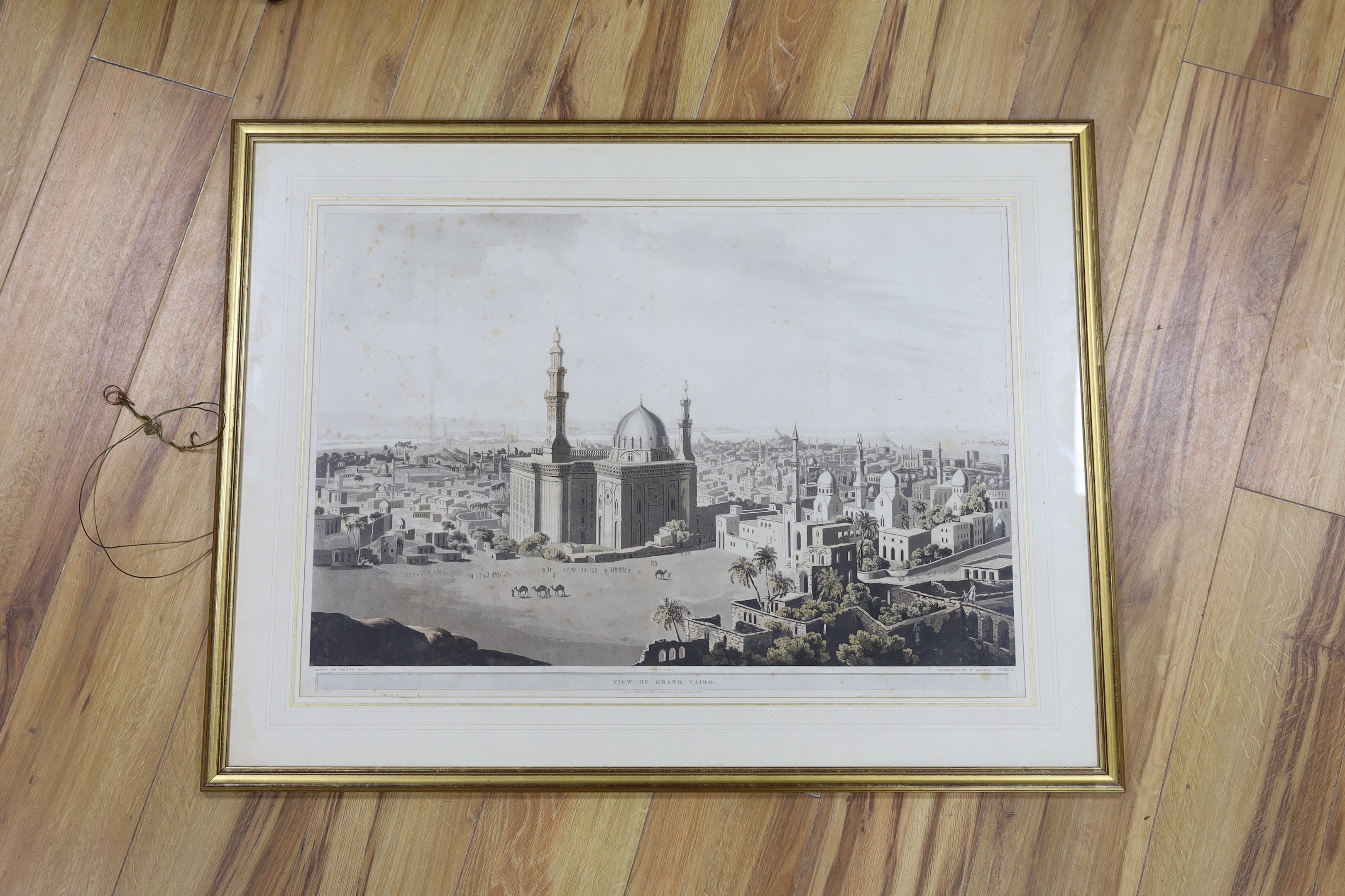 Havell after Henry Salt, coloured aquatint, View of Grand Cairo, number XXIII, visible sheet 51.5 x 71.5cm